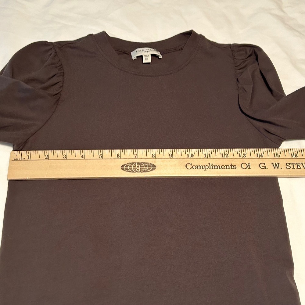 Habitual Olive Green Puff Sleeve Knit Top Ruched Sleeve Casual‎ Tee XS - Picture 11 of 12